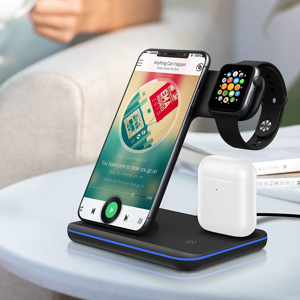 "TriCharge: Base de carga 3 en 1 para iPhone, Apple Watch y AirPods"