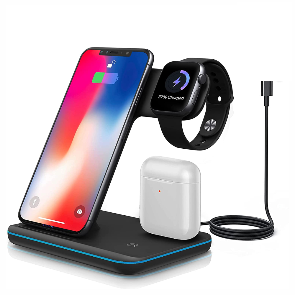 "TriCharge: Base de carga 3 en 1 para iPhone, Apple Watch y AirPods"